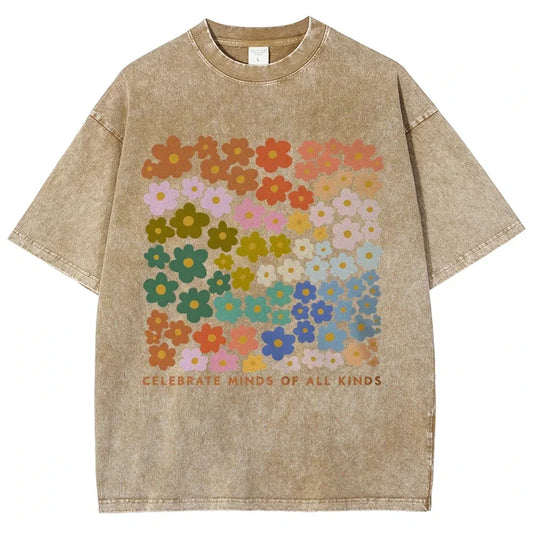 Colorful Printed Vintage T-Shirt – Unisex Casual Short Sleeve Tee