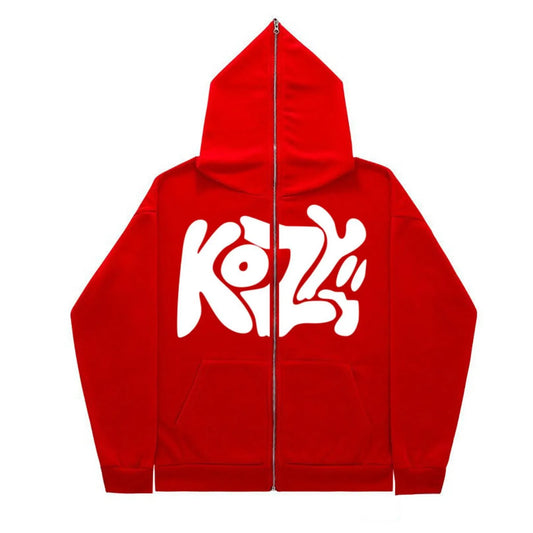 Unisex Full-Zip KOZY Printed Hoodie – Casual & Stylish