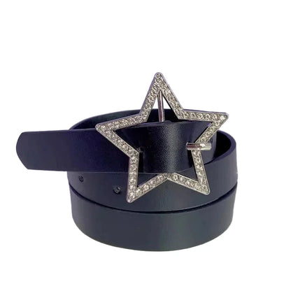 Kawaii Pink Y2K Star PU Leather Belt for Women