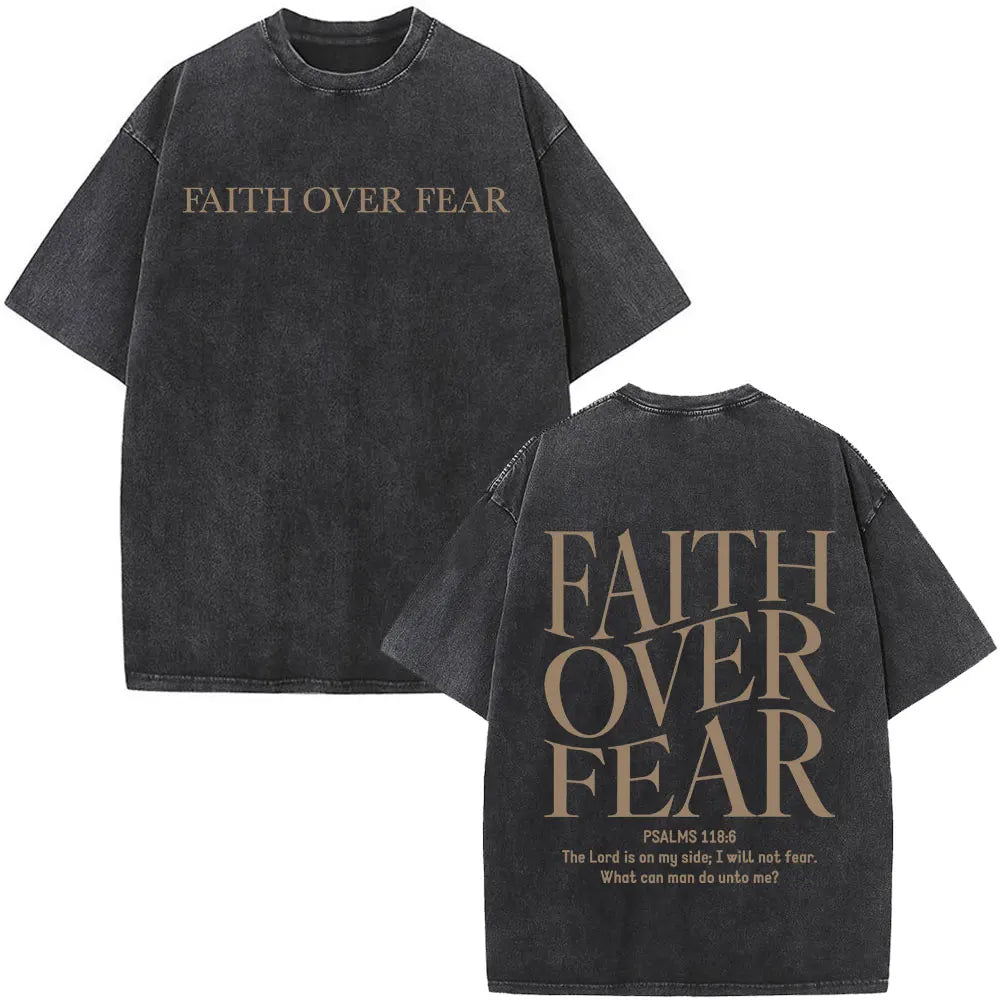 Faith Over Fear Christian Bible Verse Vintage Tee - Unisex