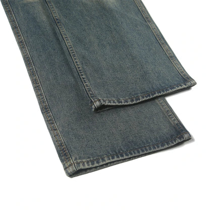 Korean Street Retro Washed Black Loose Straight Cat Whisker Y2K Wide-Leg Jeans - Man