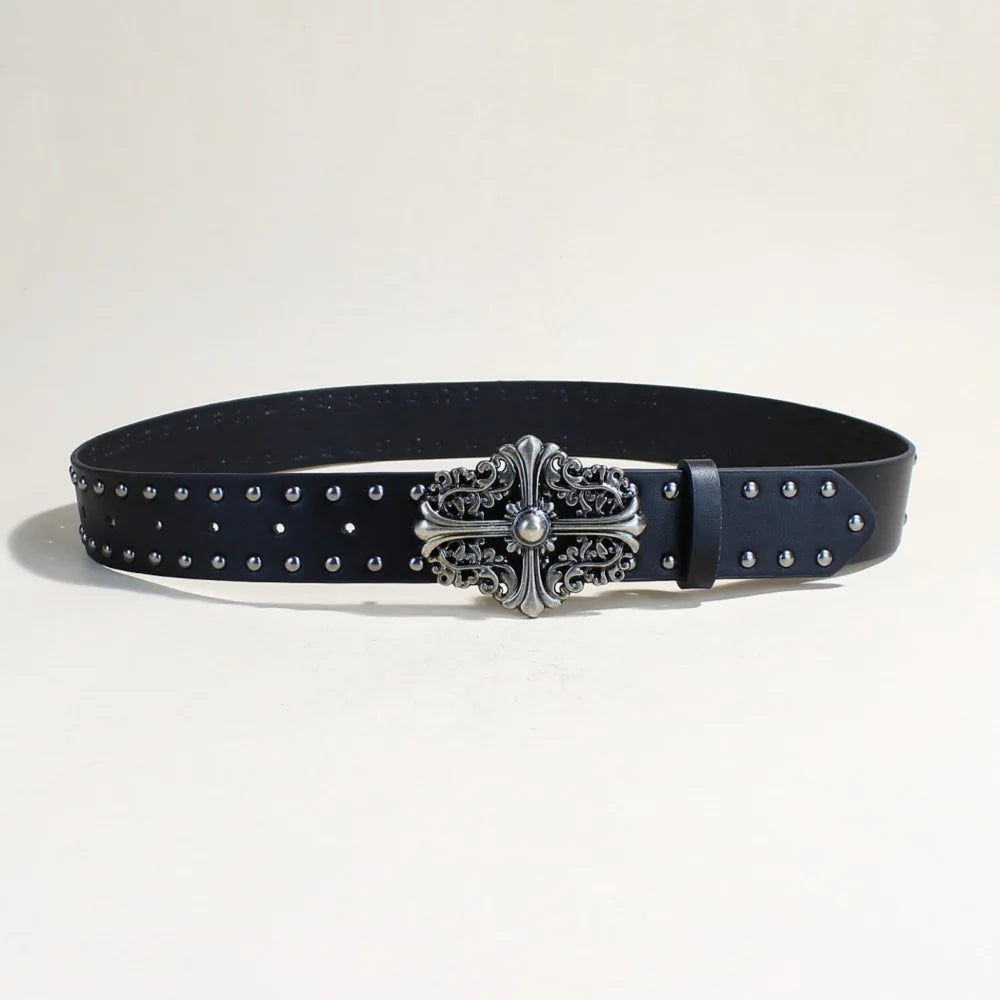 Y2K Rivet Punk Wide Belt for Women - Retro Belt