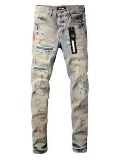 Retro American Street Hip Hop Men's Denim Jeans - Slim Fit