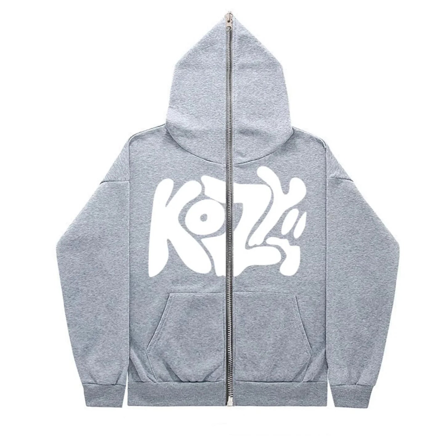 Unisex Full-Zip KOZY Printed Hoodie – Casual & Stylish