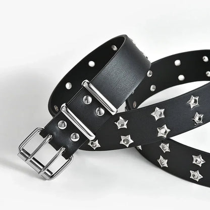 Y2K Punk Rivet Leather Belts for Women and Men