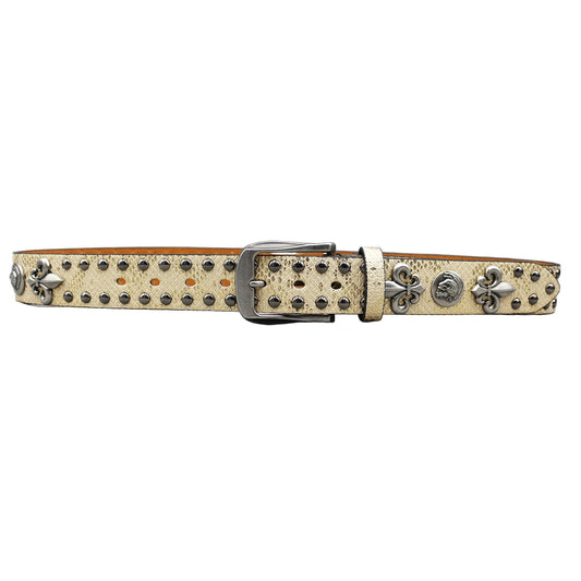 Leather Rivet Belt Golden Cross  - Leather Rock Women Strap