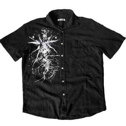 LIMITED EDITION Y2K White Affliction Retro Skull Letter Print T-Shirt Harajuku Sleeve - Man