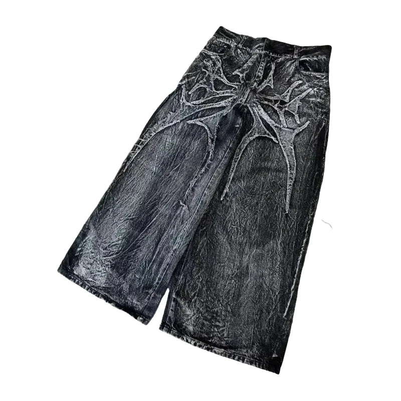 Y2K Baggy Jeans Men – Harajuku Gothic Vintage Printed Wide-Leg Streetwear