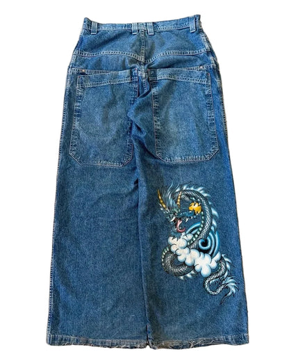 Y2K Baggy Jeans Men – Harajuku Gothic Vintage Printed Wide-Leg Streetwear