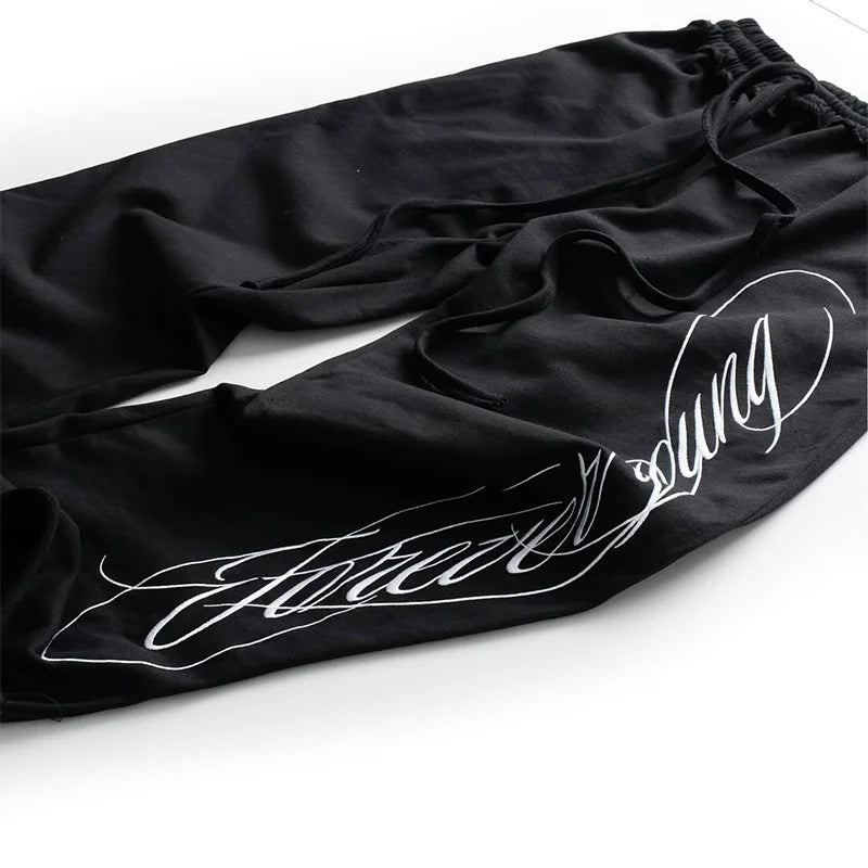 Y2K American Hip-Hop Letter Print Pants – Unisex Retro Loose Wide-Leg Streetwear.