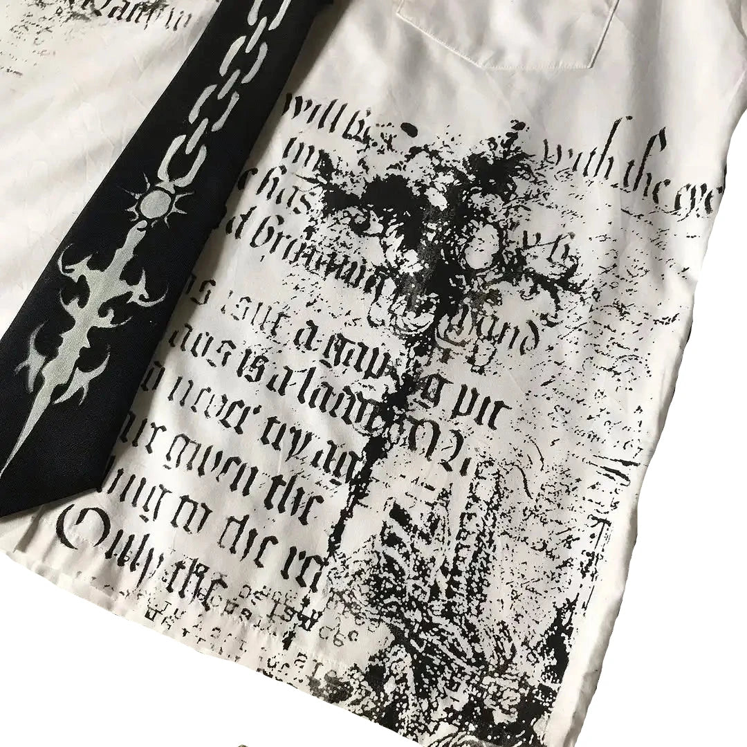 LIMITED EDITION Y2K White Affliction Retro Skull Letter Print T-Shirt Harajuku Sleeve - Man