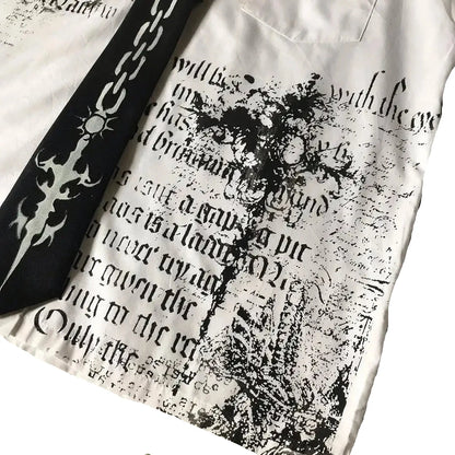 LIMITED EDITION Y2K White Affliction Retro Skull Letter Print T-Shirt Harajuku Sleeve - Man