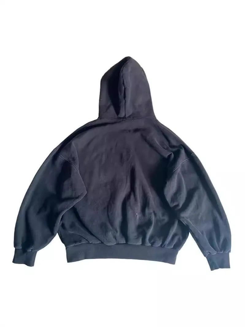 Gothic K Angel Patchwork Hoodie – Loose Fit Sweatshirt