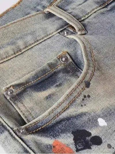 Retro American Street Hip Hop Men's Denim Jeans - Slim Fit