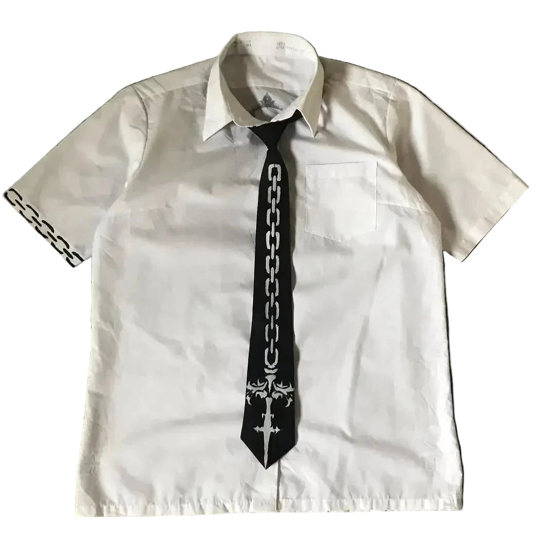 LIMITED EDITION Y2K White Affliction Retro Skull Letter Print T-Shirt Harajuku Sleeve - Man