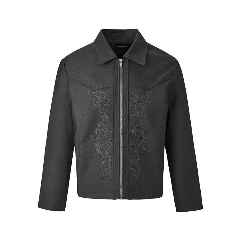 Oversized Pattern Embroidered Streetwear Jacket Y2K Gothic Hip Hop - Man