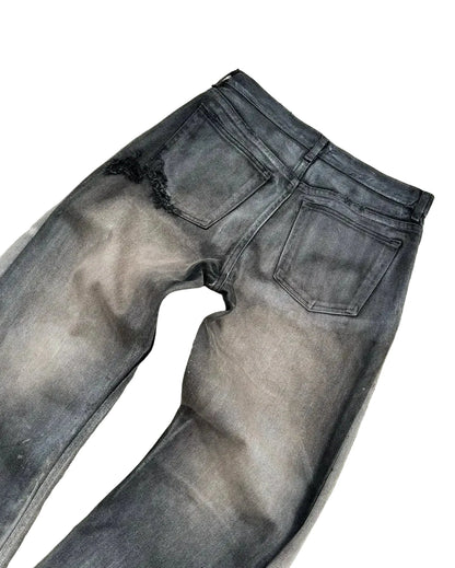 American Hip Hop Men’s High-Waist Patchwork Flared Jeans