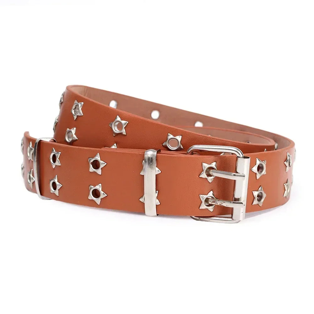 Y2K Punk Rivet Leather Belts for Women and Men